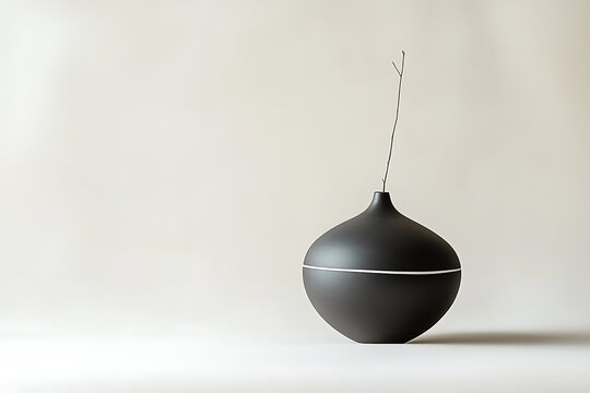 Minimal black vessel featuring a subtle silver detail.