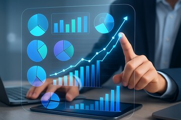 Business growth analysis with digital charts image