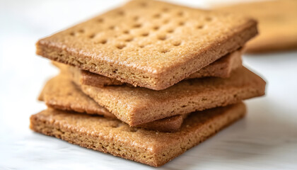 Brown rectangular cookies on a white background