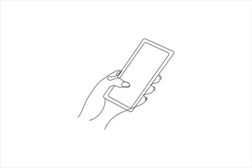 Continuous one line art of smartphone vector illustration premium vector deign
