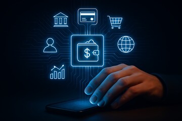 Digital Finance Wallet Transaction Icons technology