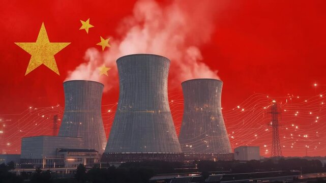 China&rsquo;s Industrial Growth: Cooling Towers Against National Flag