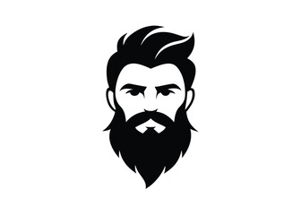 Stylish Men's Beard and Hairstyle Icon Vector Illustration Design