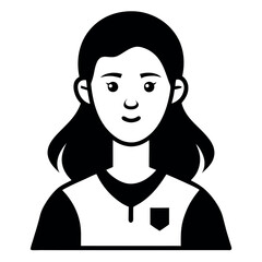 Black and White of a Woman with a Pocketed Shirt Illustration