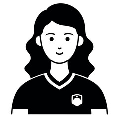 Portrait of Young Woman in Soccer Jersey, Smiling, Front View, Black and White