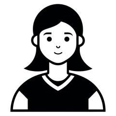 Stylized Young Woman with Short Hair and a VNeck Shirt