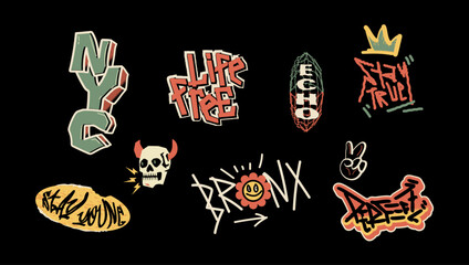 Urban Graffiti Sticker Set , NYC, Bronx, and Street Quotes © fathurdavega