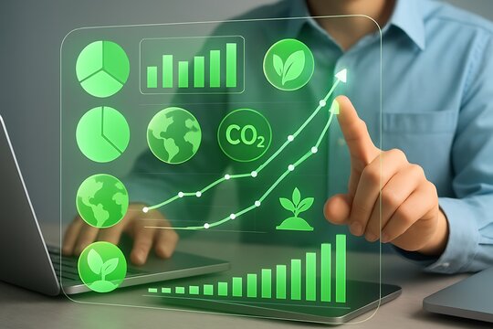 Green growth chart interaction business technology - Powered by Adobe
