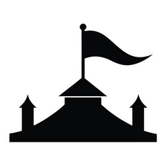 Elegant Black Silhouette of a Fairytale Castle with Flag