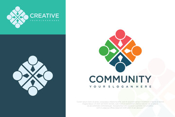 human community logo template. people work. symbol for teamwork, community etc. vector illustration