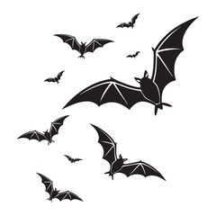 Silhouette Bats Flying Halloween Spooky Night Illustration Vector Graphic Design