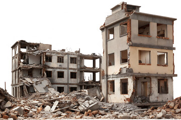 Ruined Buildings Debris isolated on a transparent background