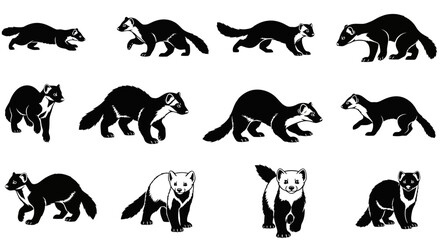 Obraz premium Animal silhouettes in different poses on a white background 