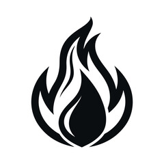 Black and White of a Stylized Flame or Fire Icon Symbol