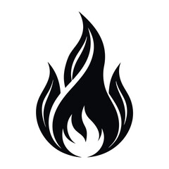 Stylized Black and White Flame Icon Design Element on a White