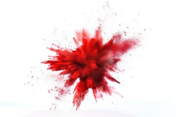 A Dynamic Red Color Explosion, with Vibrant Red Hues Radiating Outwards, Isolated White Background