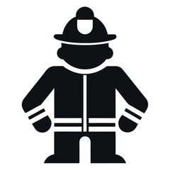 Depicting a Firefighter in Black Protective Gear and Helmet, Standing Tall