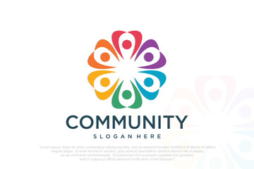 community people, social community, global community, human family logo design . vector illustration