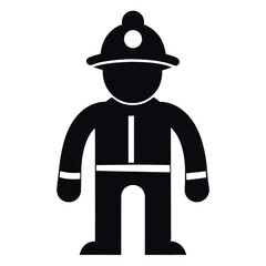 Flat Icon Firefighter Illustration Wearing Helmet and Protective Uniform Isolated on White