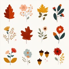 set of autumn leaves