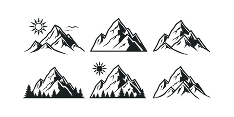 Collection of Majestic Mountain Peak Illustrations Perfect for Nature Designs