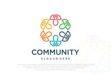 community people, social community, global community, human family logo design . vector illustration