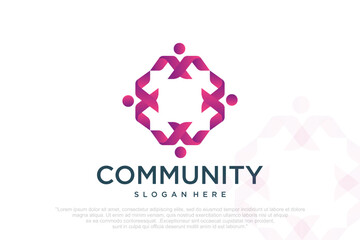 community people, social community, global community, human family logo design . vector illustration