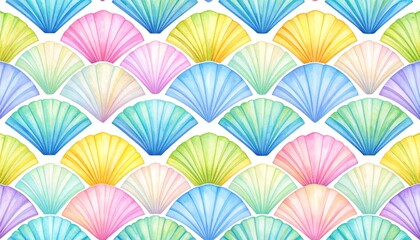 Elegant watercolor fan pattern vector, blue abstract design for backgrounds and fabrics