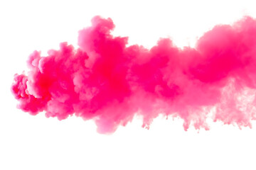 Vibrant pink smoke explosion isolated on a transparent background