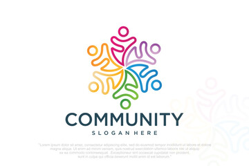 Obraz premium community people, social community, global community, human family logo design . vector illustration