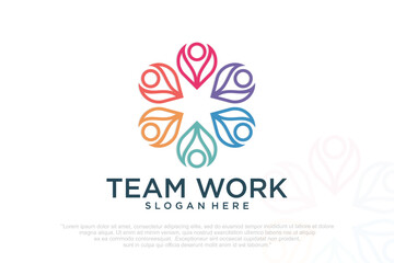 community people, social community, global community, human family logo design . vector illustration