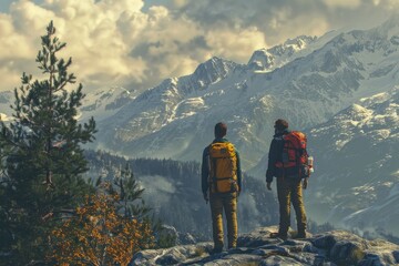 Pixel Perfect Picture of Trekking Success Two View Hiking