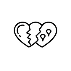 Broken Heart Illustration A Vector Graphic of a Shattered Love Symbol, Perfect for Representing Heartbreak, Separation, or Loss in Designs