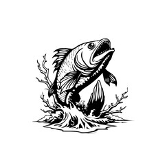 Majestic leaping fish illustration perfect for fishing enthusiasts graphic projects and creative design needs showcasing aquatic beauty