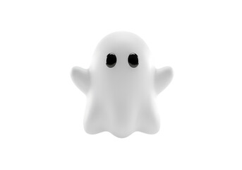 Obraz premium Pixelated Ghost Illustration: A Simple White Spooky Figure