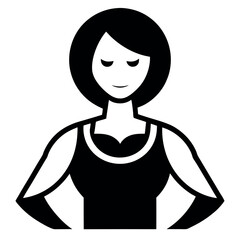 Stylized Black and White of a Woman with Shoulder Length Hair