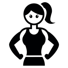 of Confident Woman in Workout Clothes with Ponytail, Hands on Hips