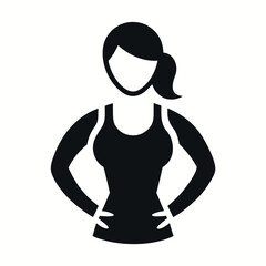 Silhouette of Woman in Workout Clothes with Hands on Hips and Ponytail Hairstyle