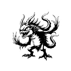 Fantasy creature illustration with sharp teeth tentacles and claws an artwork displaying mythical monster for graphic design