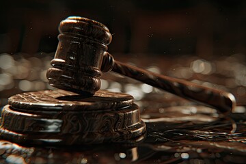 Law Theme with Mallet of the Judge and Law Enforcement Officers with Documents