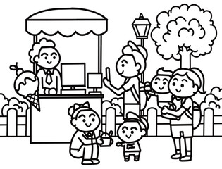 Family buying some ice cream for their kids