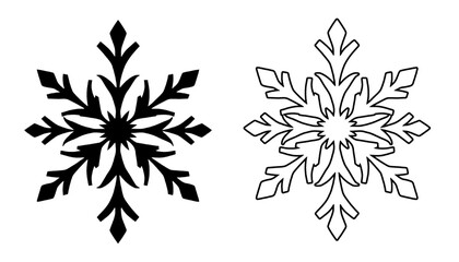 Versatile black and white snowflake silhouettes: Perfect for logos and winter designs. Vector illustration