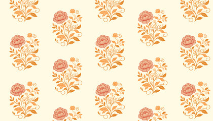 seamless floral pattern with stylish rose and stem artwork

