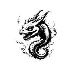 Mystical creature: A captivating illustration of a mythical dragon head with intricate detailing and creative flair