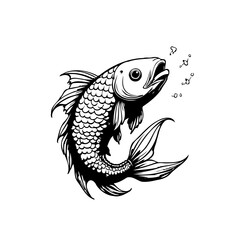 Illustration of an aquatic fish swimming in the water with bubbles coming out its mouth beautifully designed