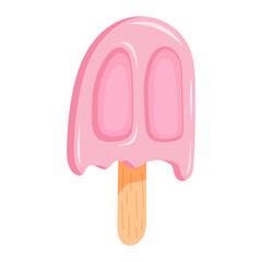 Pastel pink ice cream cartoon illustration