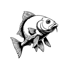 Detailed ink drawing of a fish gracefully swimming, creating a captivating aquatic vector art piece