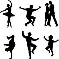 silhouette of dance poses dancing