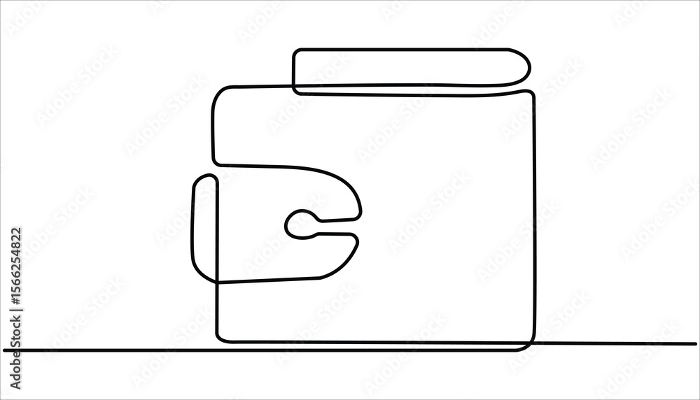 Poster continuous one line drawing of wallet with paper money. single one continuous line drawing of dollar
