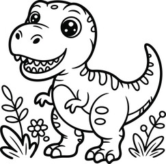 Fototapeta premium Dinosaurs Outline Design, Vector, Illustration, Ai generated